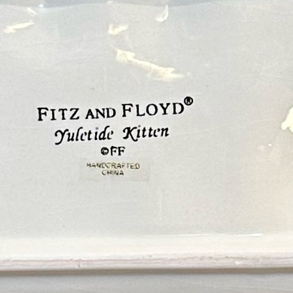 🎄🌟2xHP🌟2008 Fitz & Floyd Christmas Yuletide Kitten Ceramic Tidbit Tray - Picture 6 of 6